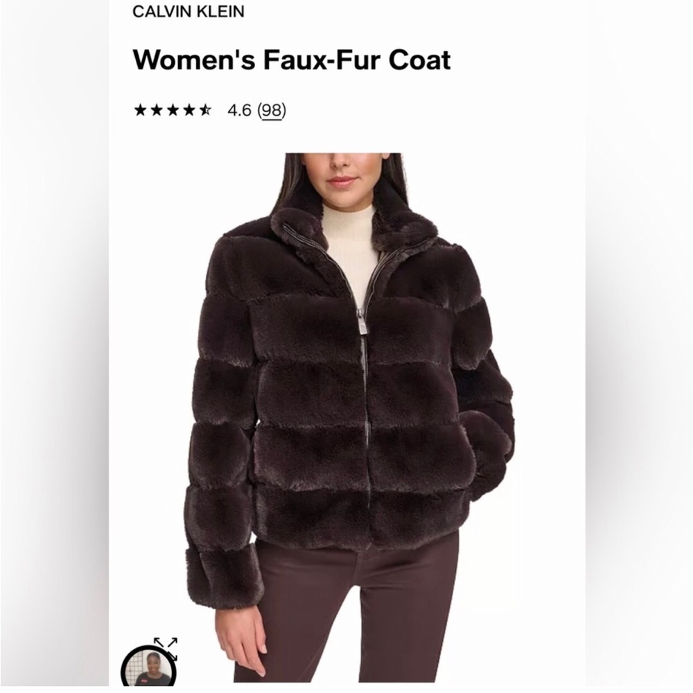 calvin klein faux fur coat